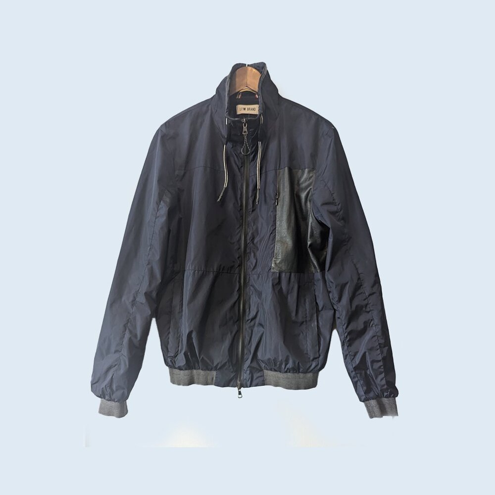 LOW BRAND - Blue leather trimmed windbreaker - Sz 3
